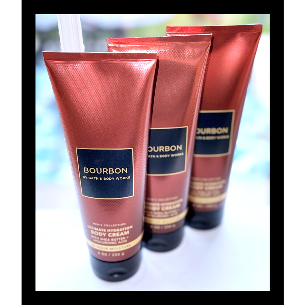 Bath & Body Works Bourbon for MEN 8oz Ultimate Hydration Body Cream with Aloe x3 - Picture 2 of 4
